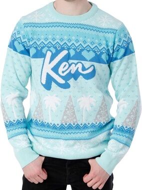 Barbie Ken Light Aqua Crewneck Sweater with Blue Logo